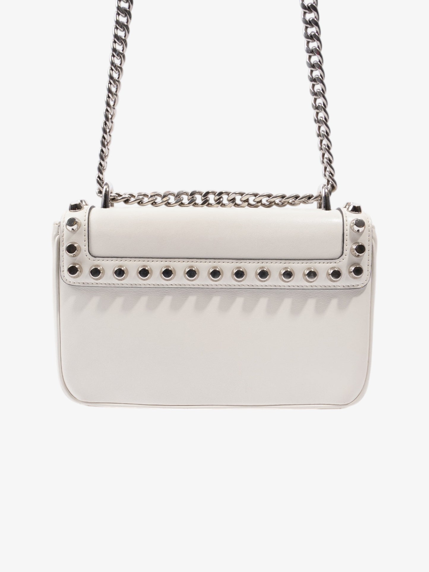 Prada Studded Shoulder Bag White Leather