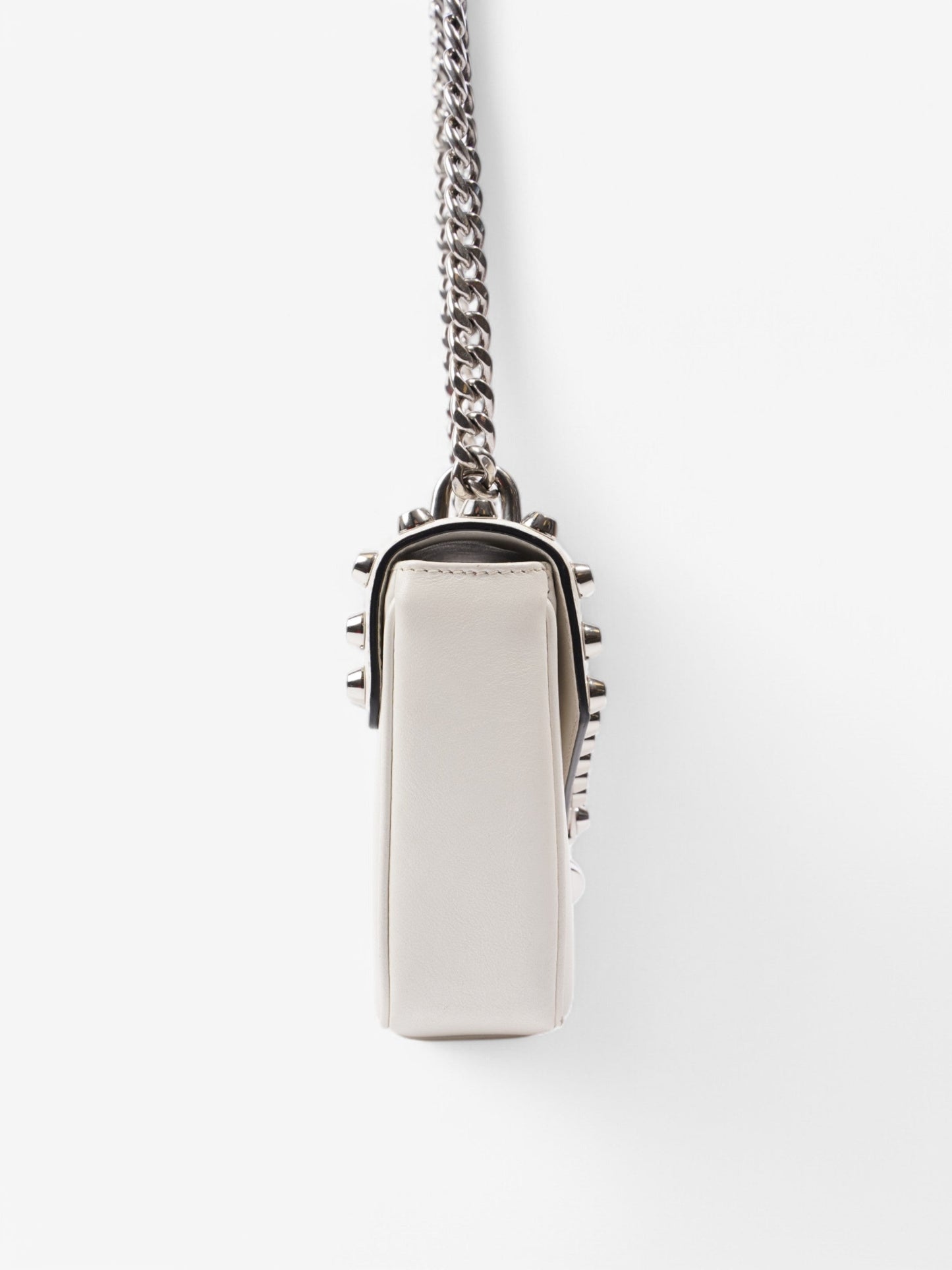 Prada Studded Shoulder Bag White Leather