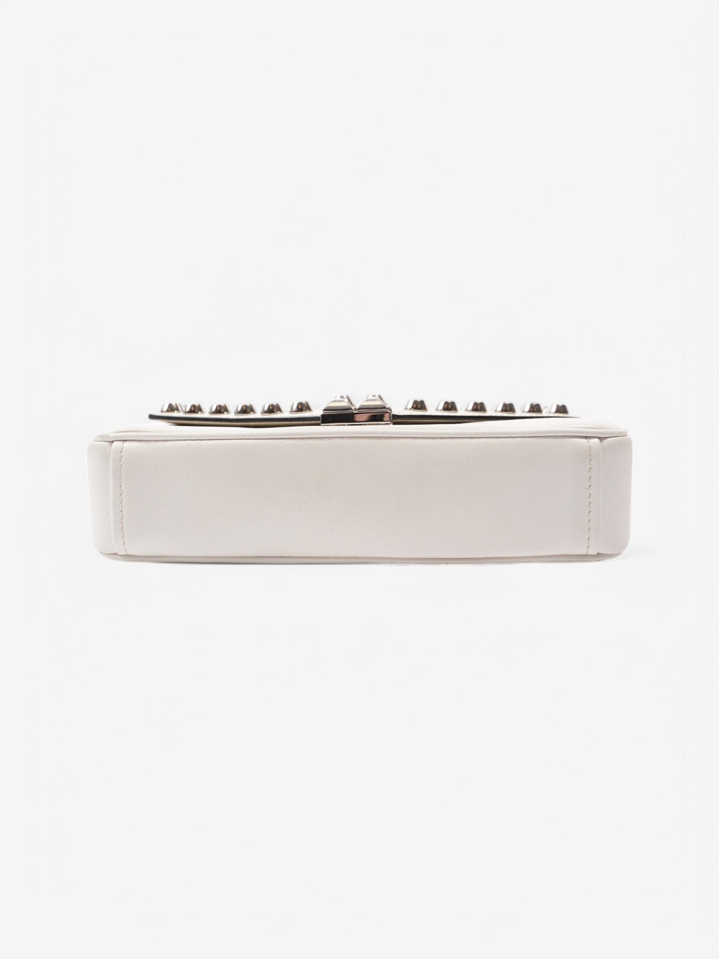 Prada Studded Shoulder Bag White Leather