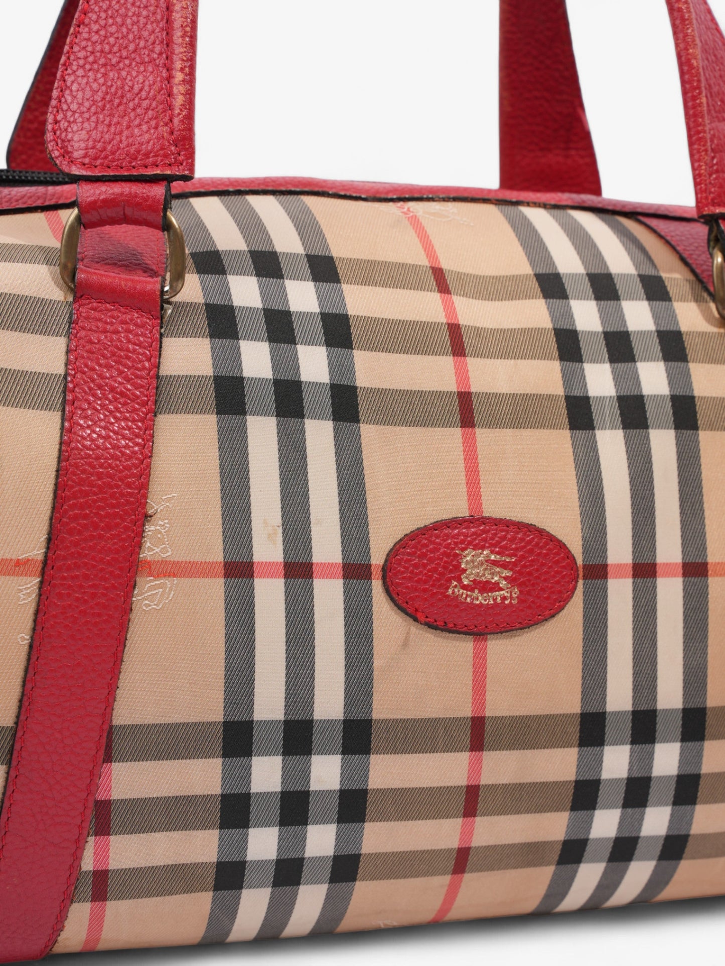 Burberry Barrel Red / Haymarket Check Canvas