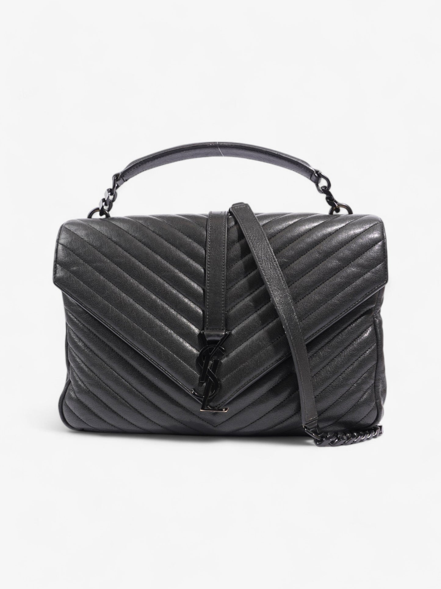 Saint Laurent College Black Lambskin Leather Large