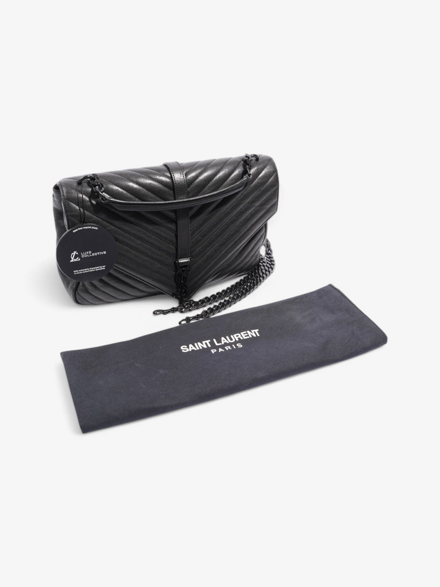 Saint Laurent College Black Lambskin Leather Large