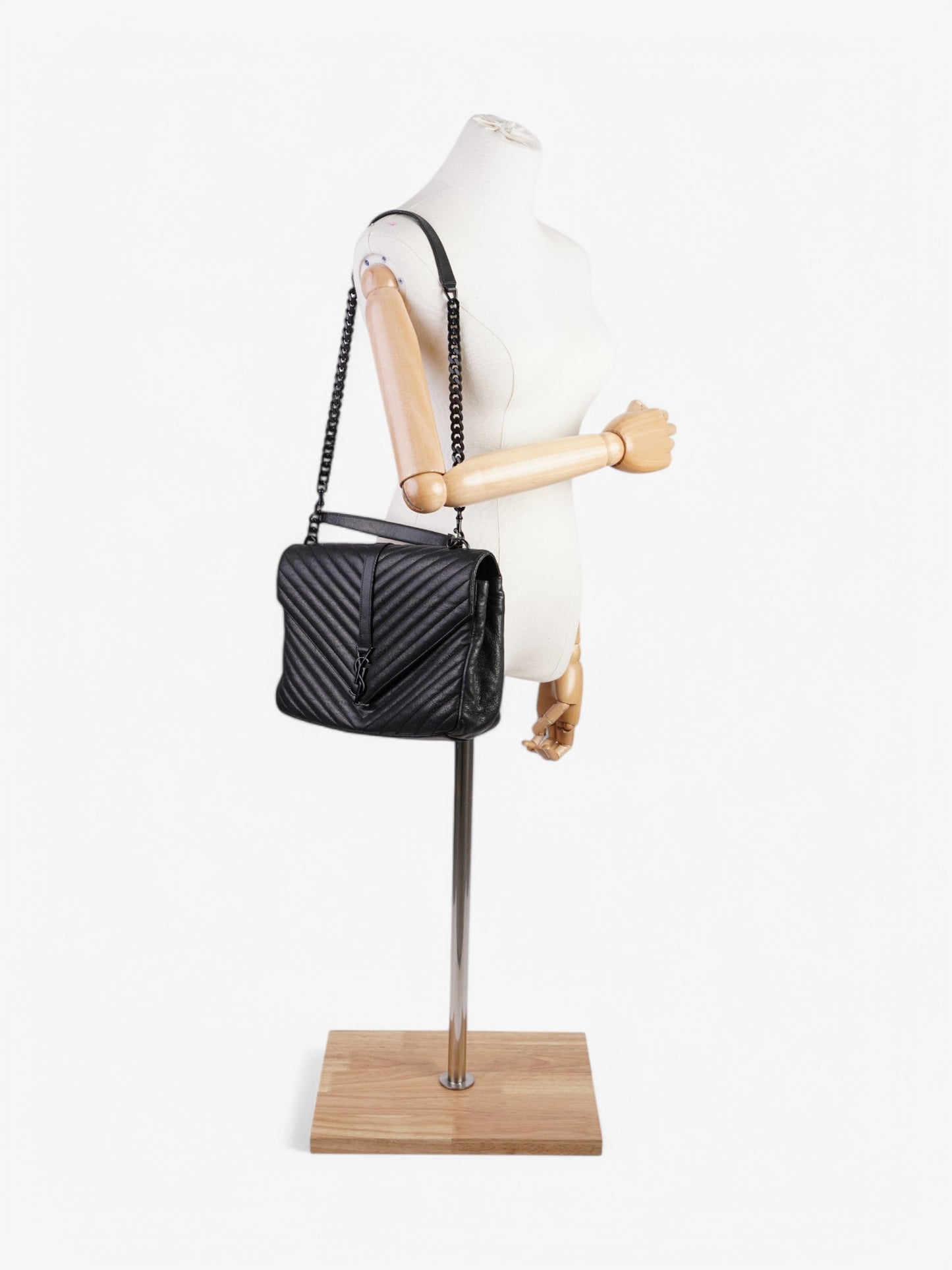 Saint Laurent College Black Lambskin Leather Large