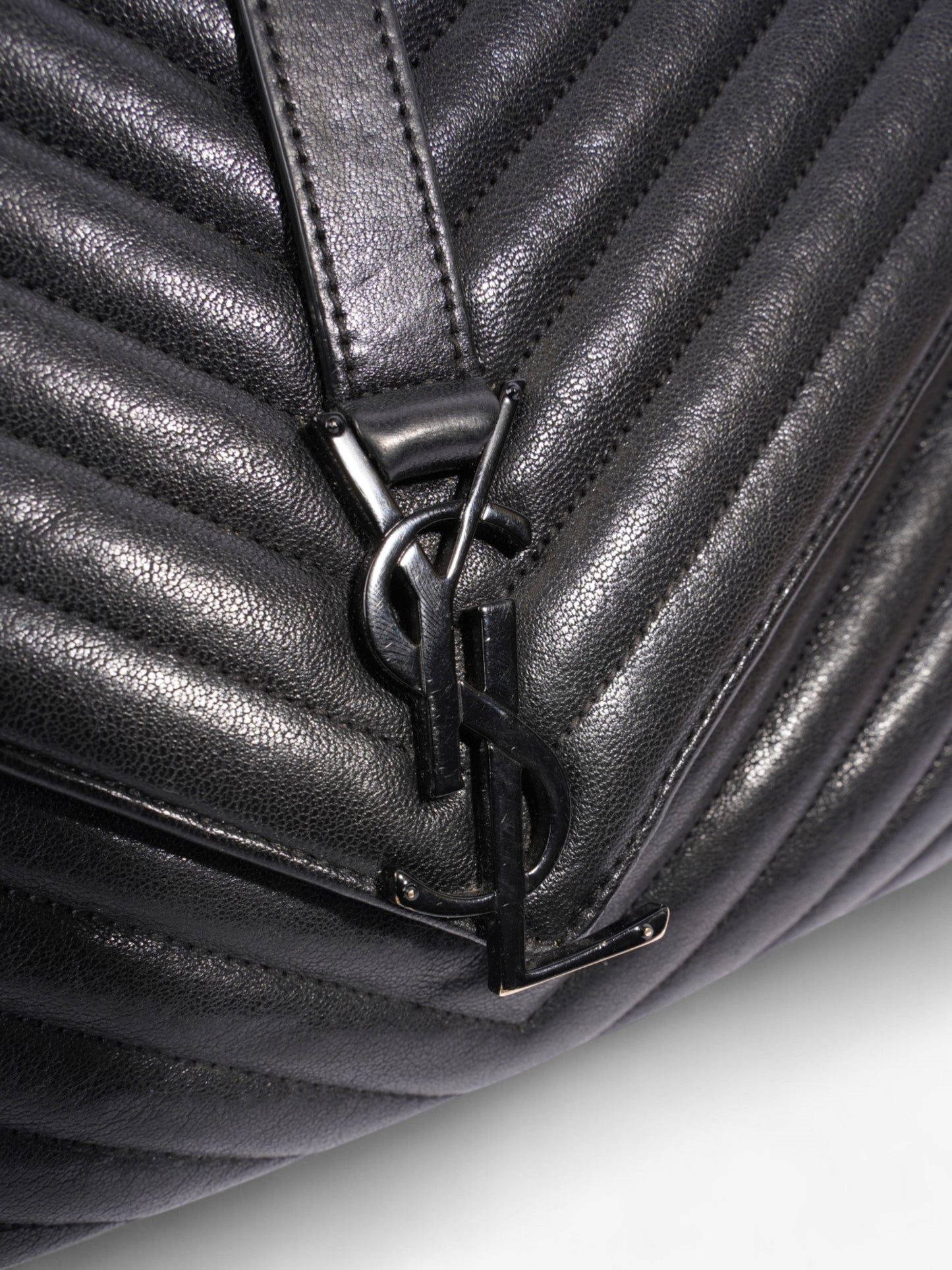 Saint Laurent College Black Lambskin Leather Large