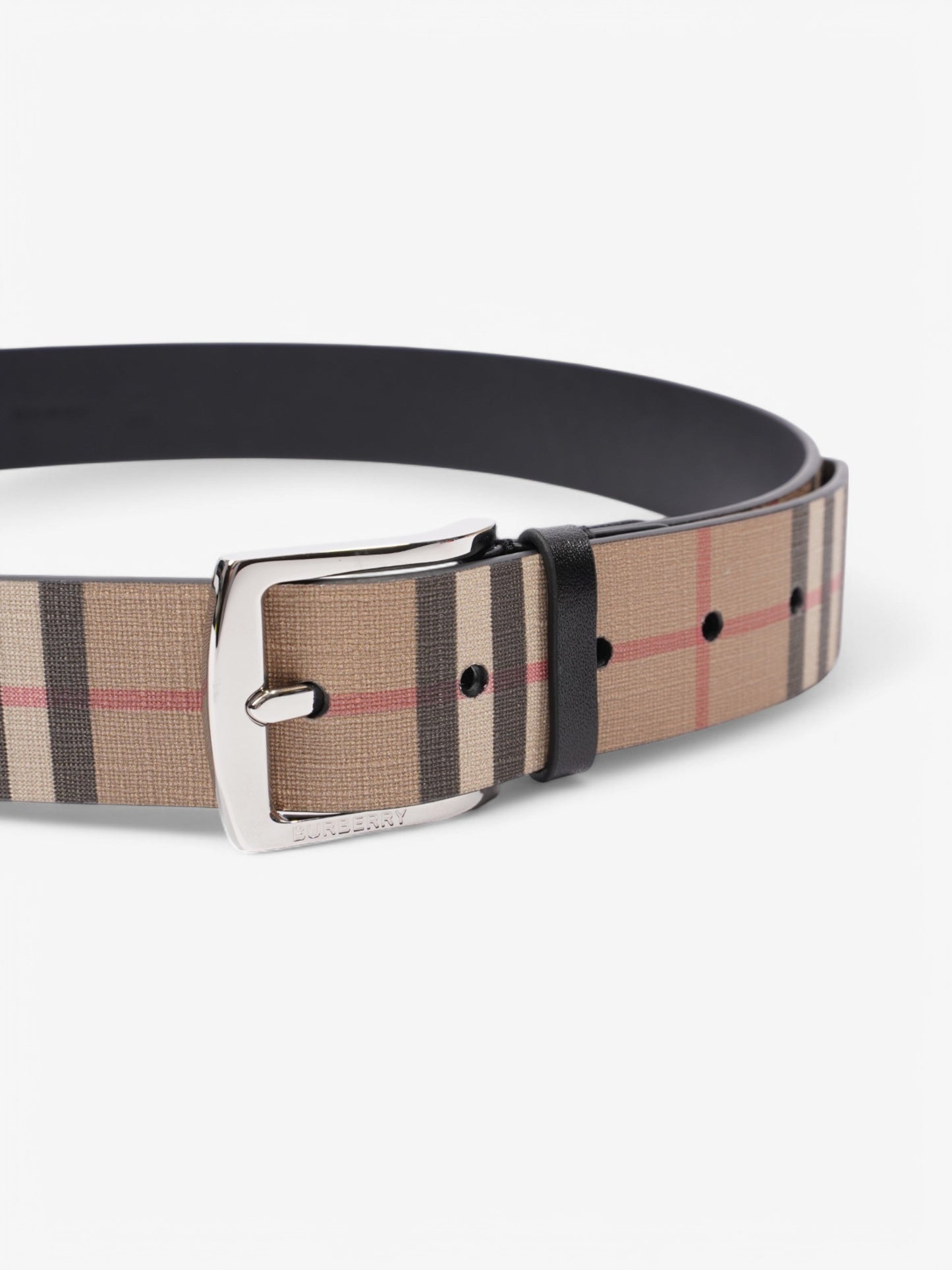 Burberry Reversible Belt Check / Black Coated Canvas 90cm 36"