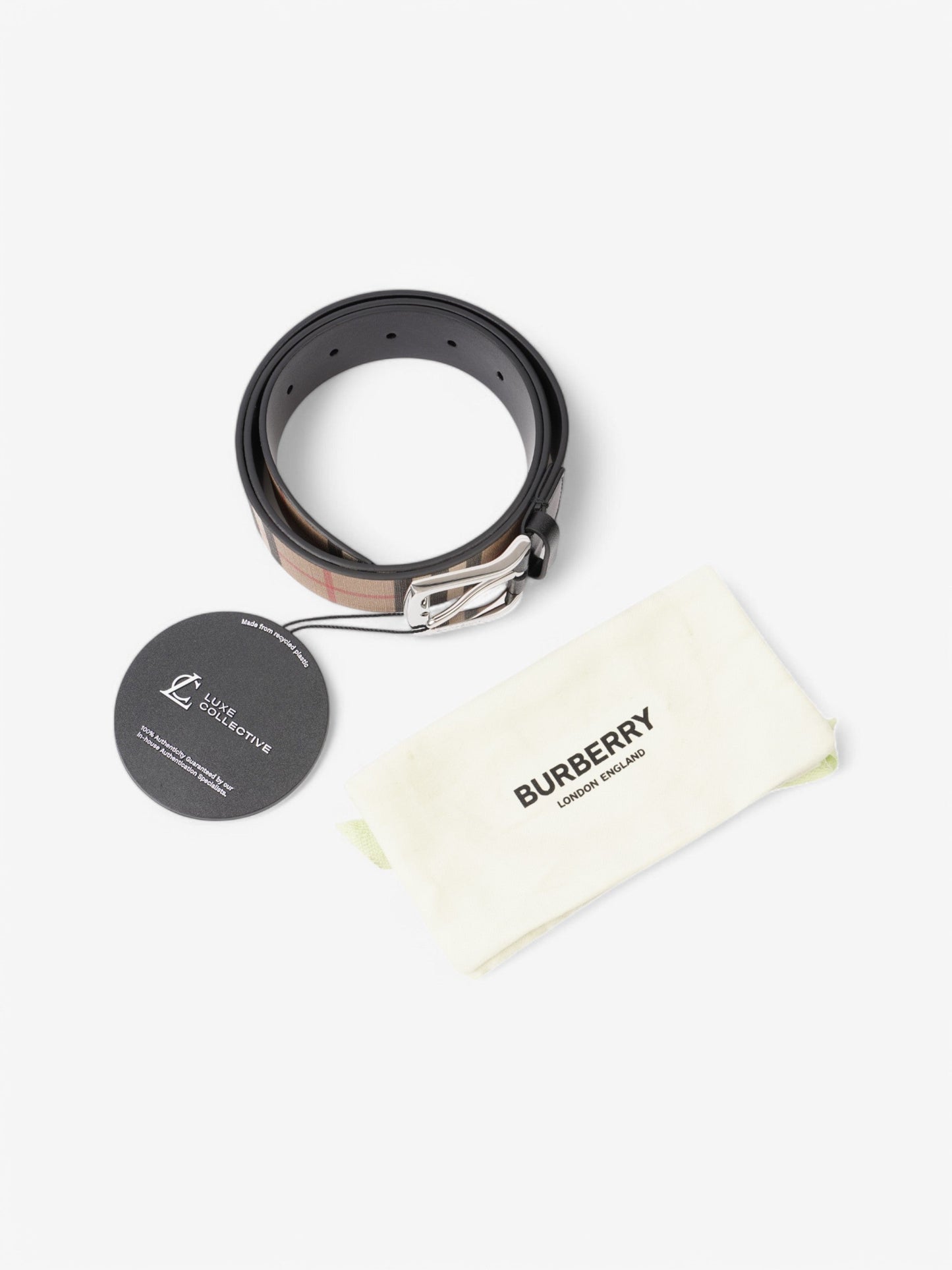 Burberry Reversible Belt Check / Black Coated Canvas 90cm 36"