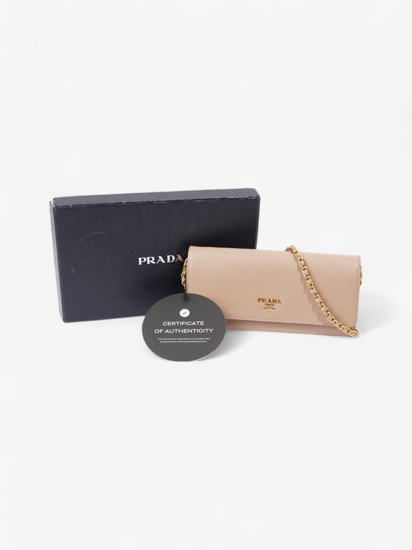 Prada Cameo Wallet on Chain Rose Beige  Saffiano Leather