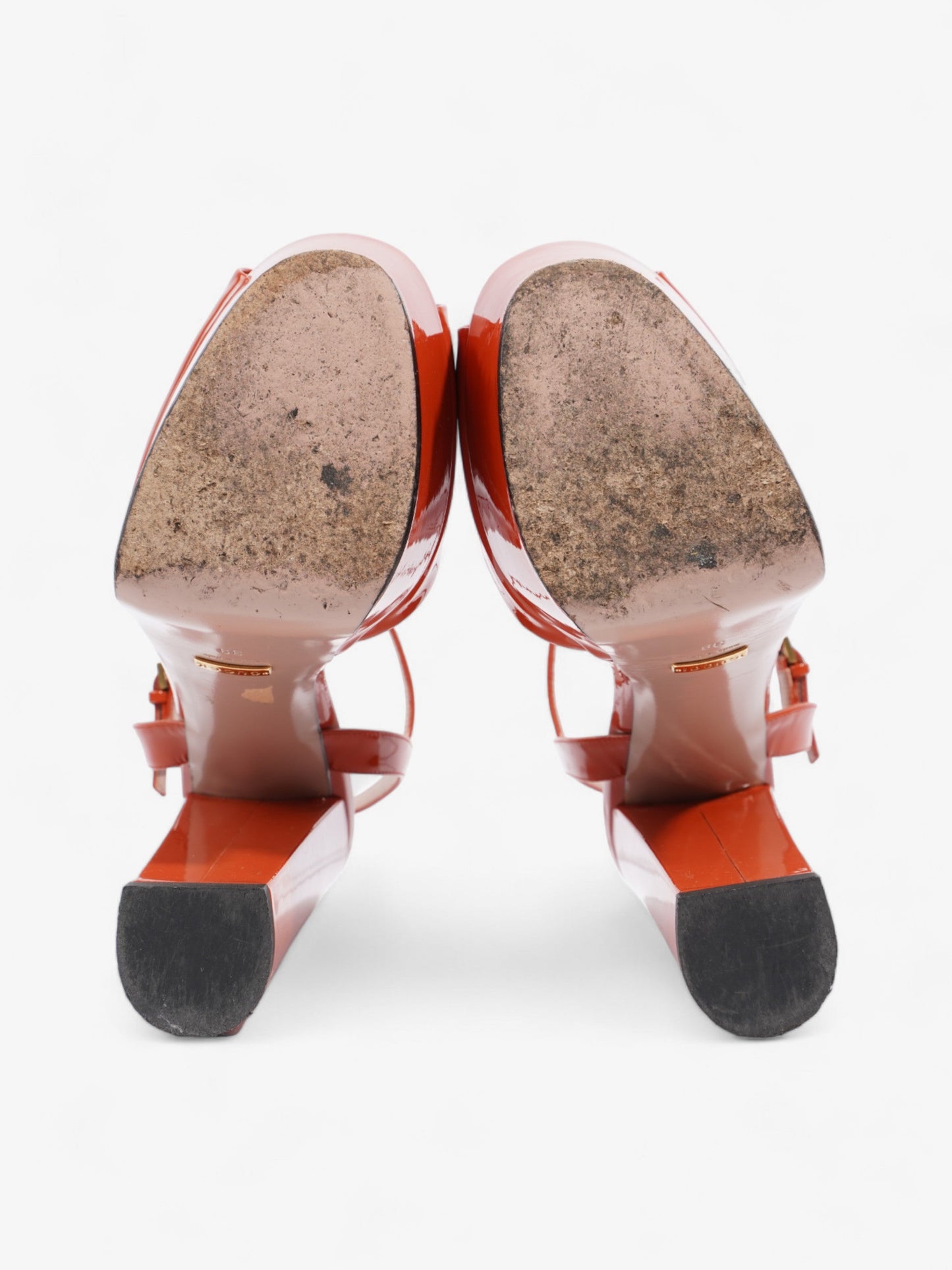 Gucci Horsebit Platform Sandals 15.5cm Orange Patent Leather EU 39 UK 6