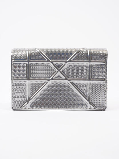 Diorama Wallet On Chain  Silver Patent Leather