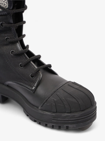 Christian Dior D-Major Ankle Boots Black / Cream Technical Fabric EU 38.5 UK 5.5