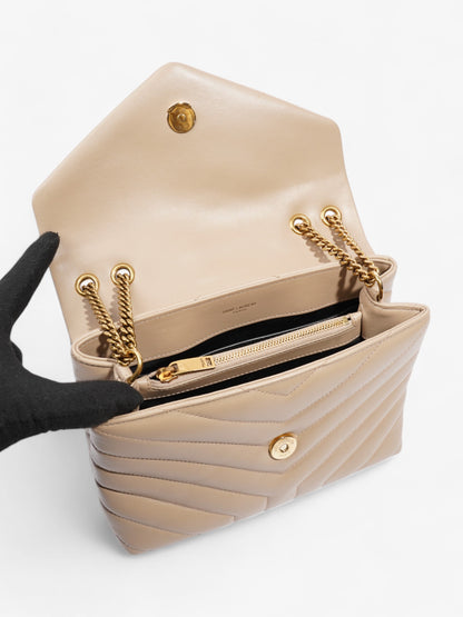 Saint Laurent Lou Lou Dark Beige Calfskin Leather Small