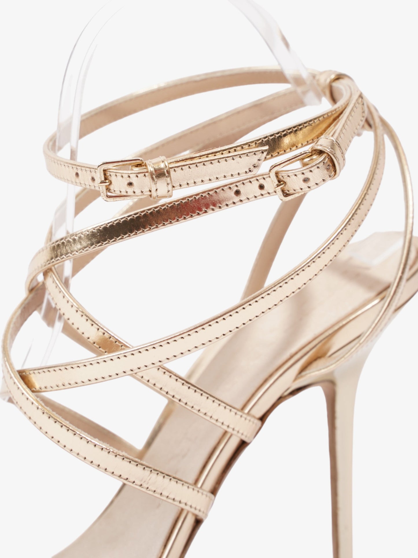 Burberry Strappy Heels 80mm Gold Patent Leather EU 41 UK 8