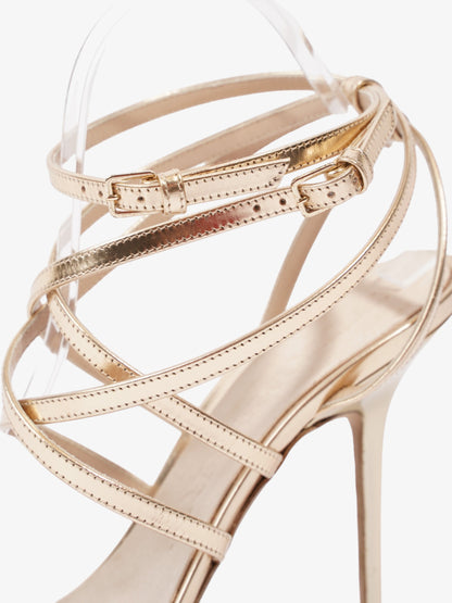 Burberry Strappy Heels 80mm Gold Patent Leather EU 41 UK 8