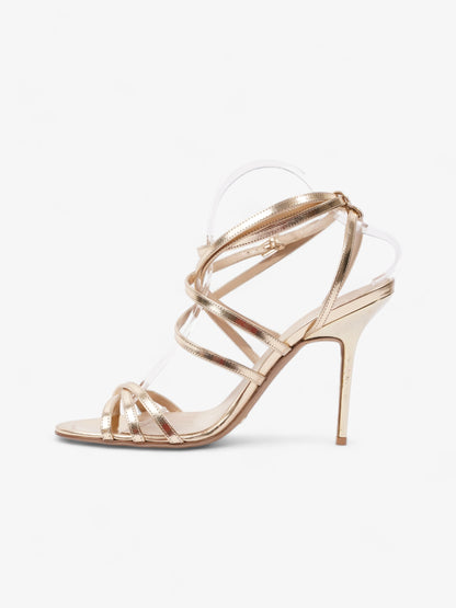 Burberry Strappy Heels 80mm Gold Patent Leather EU 41 UK 8