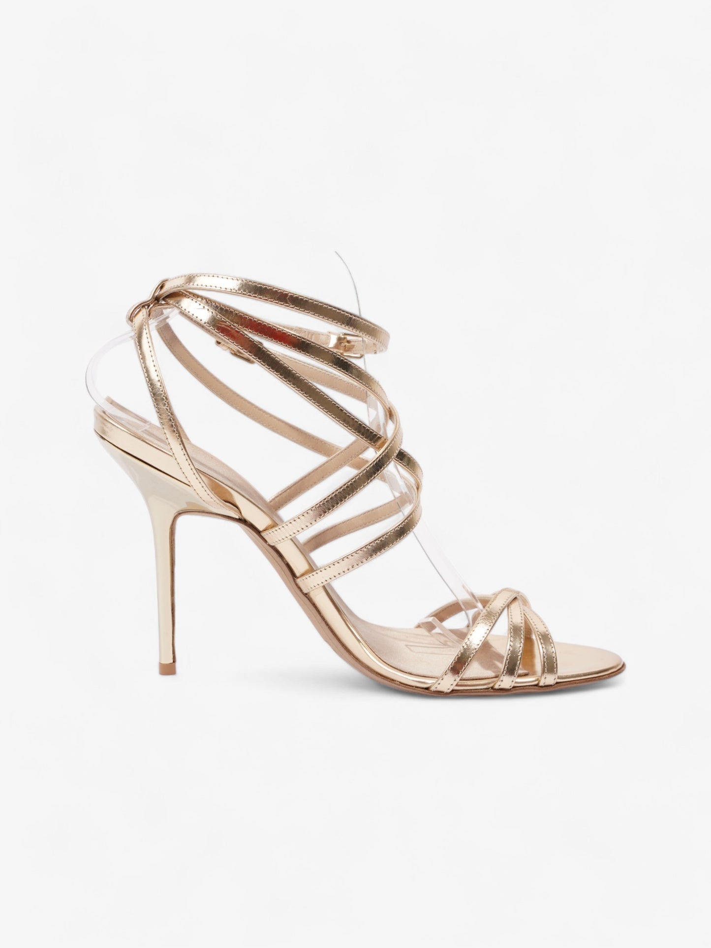 Burberry Strappy Heels 80mm Gold Patent Leather EU 41 UK 8