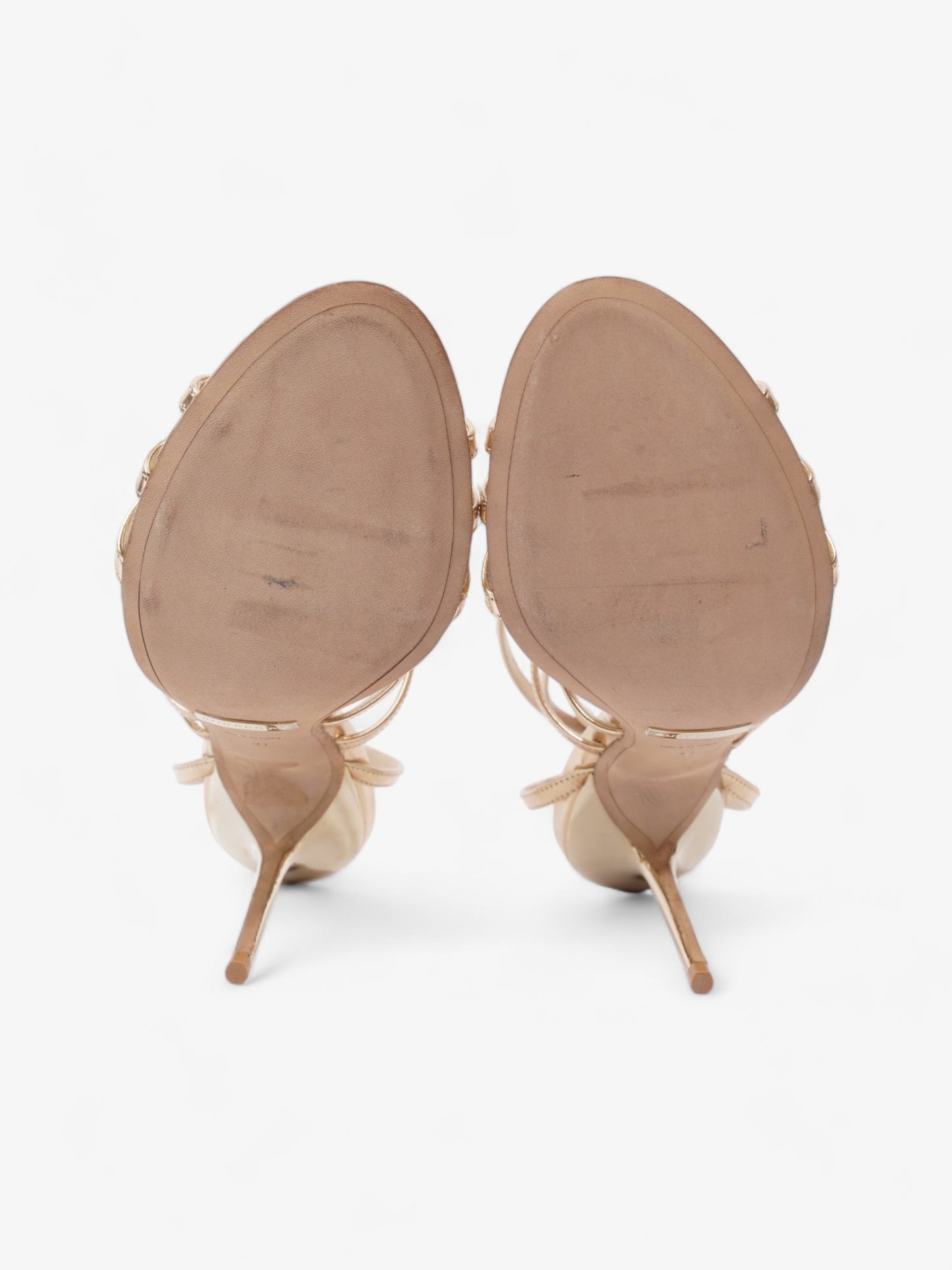 Burberry Strappy Heels 80mm Gold Patent Leather EU 41 UK 8