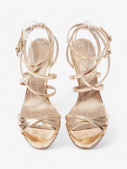 Burberry Strappy Heels 80mm Gold Patent Leather EU 41 UK 8
