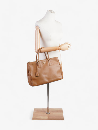 Prada Galleria Double Zip Tote Caramel Saffiano Leather Large