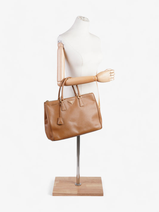Prada Galleria Double Zip Tote Caramel Saffiano Leather Large