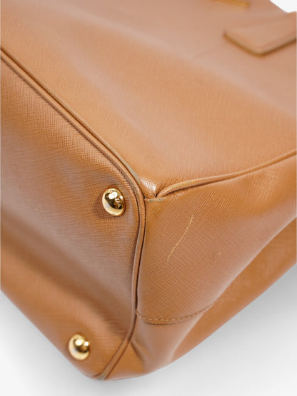 Prada Galleria Double Zip Tote Caramel Saffiano Leather Large
