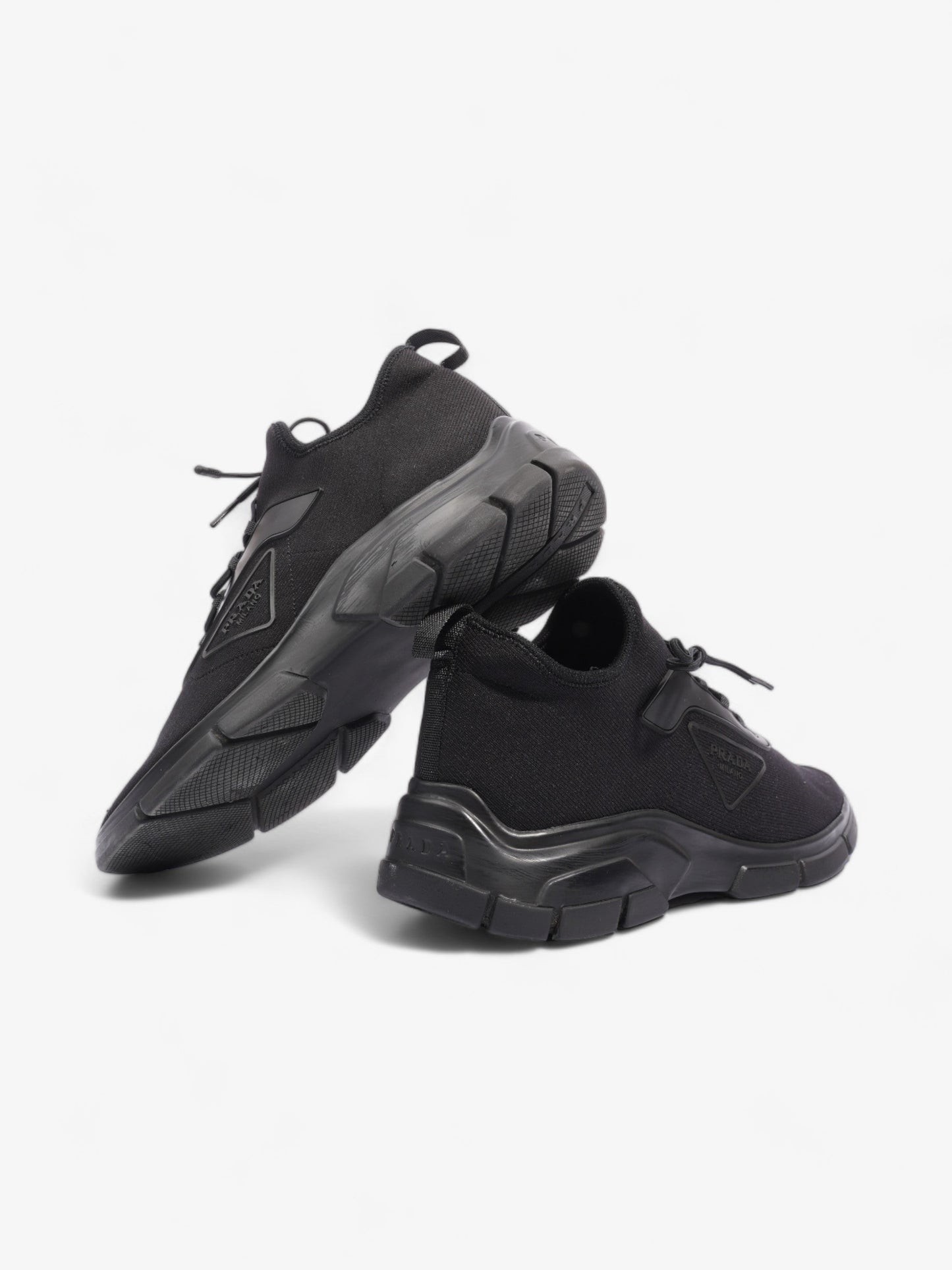 Prada Logo Running Sneakers Black Knit EU 40 UK 6