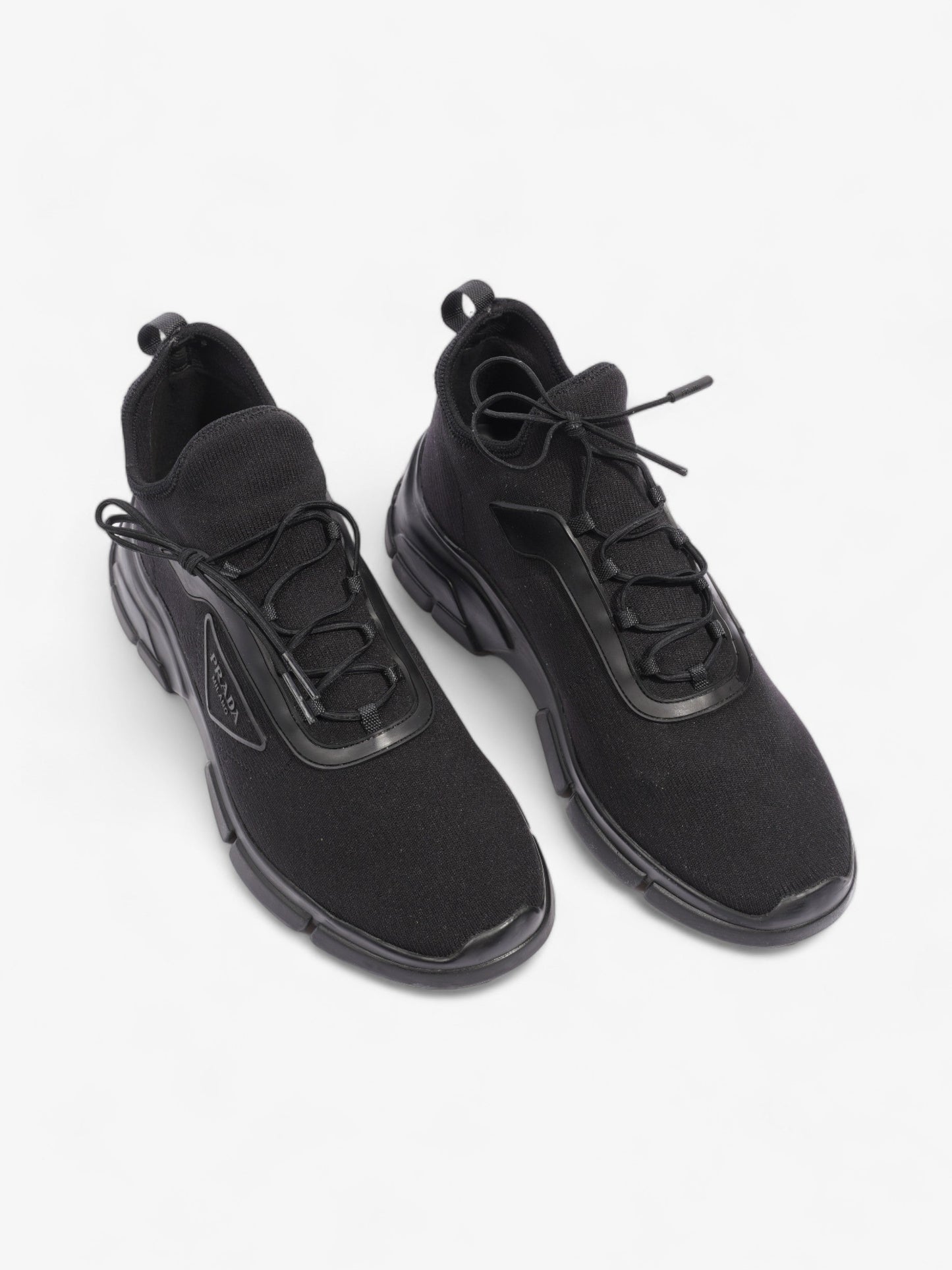 Prada Logo Running Sneakers Black Knit EU 40 UK 6