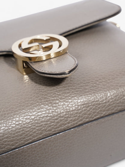 Gucci Dollar Interlocking G Grey Calfskin Leather