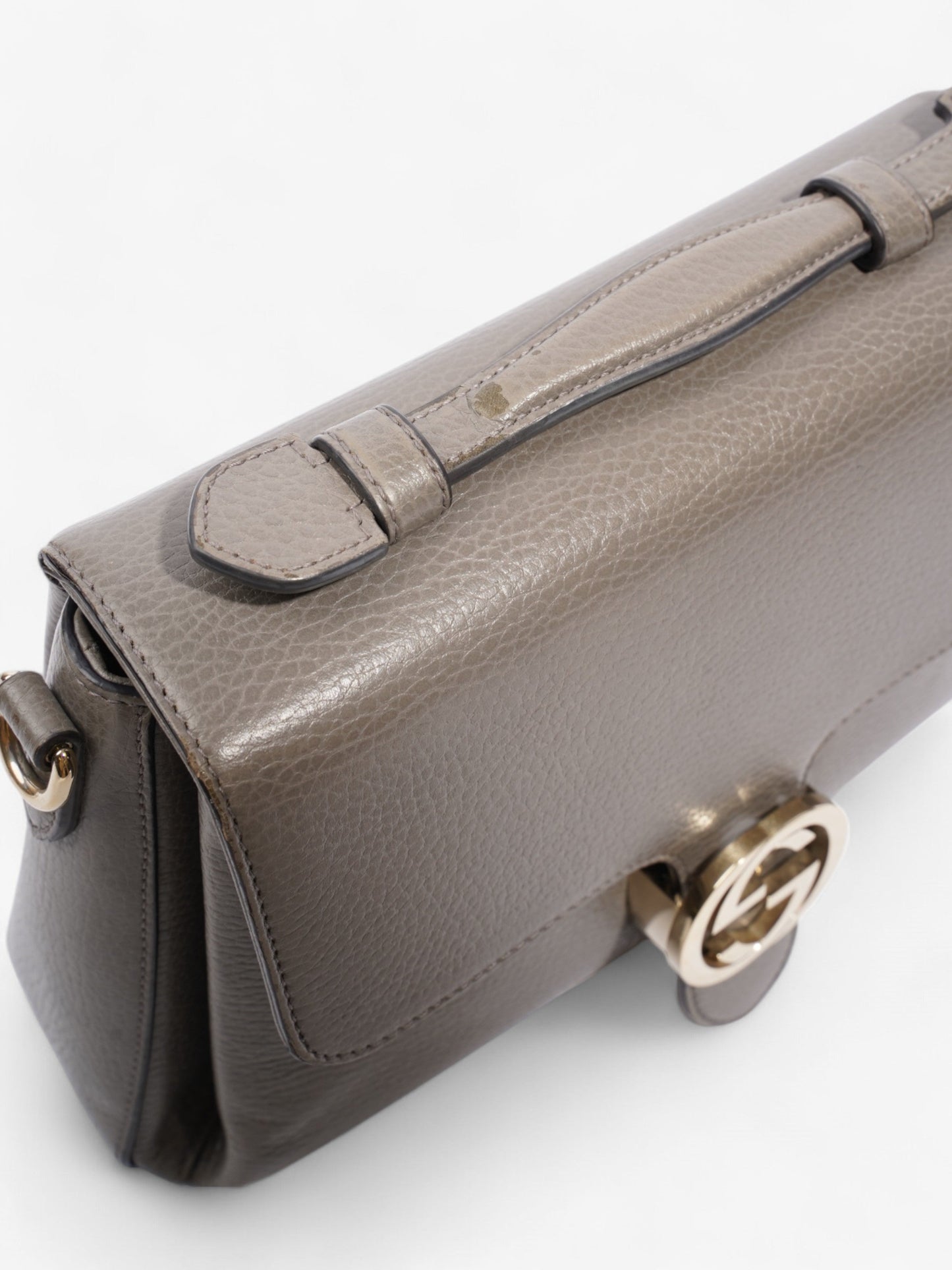 Gucci Dollar Interlocking G Grey Calfskin Leather