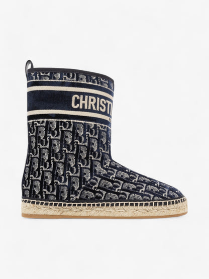 Christian Dior Granville Boots Deep Blue Oblique Velvet EU 37 UK 4