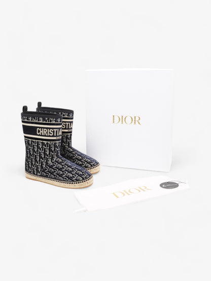 Christian Dior Granville Boots Deep Blue Oblique Velvet EU 37 UK 4