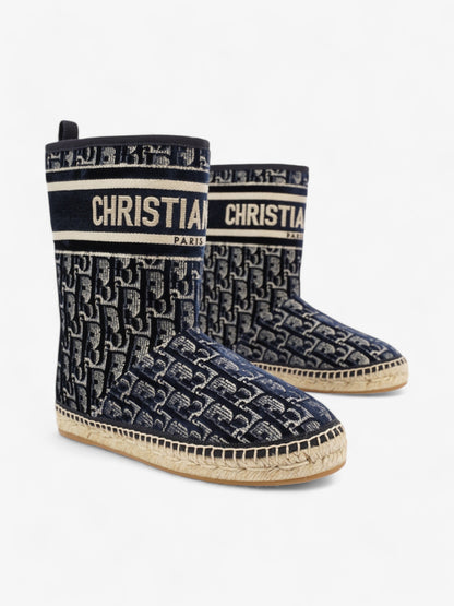 Christian Dior Granville Boots Deep Blue Oblique Velvet EU 37 UK 4