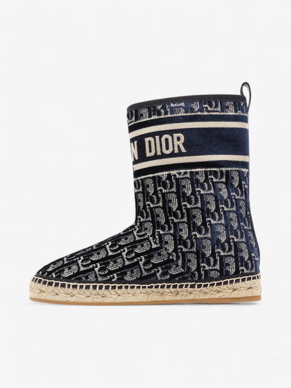 Christian Dior Granville Boots Deep Blue Oblique Velvet EU 37 UK 4