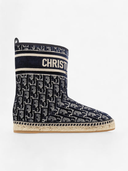 Christian Dior Granville Boots Deep Blue Oblique Velvet EU 37 UK 4
