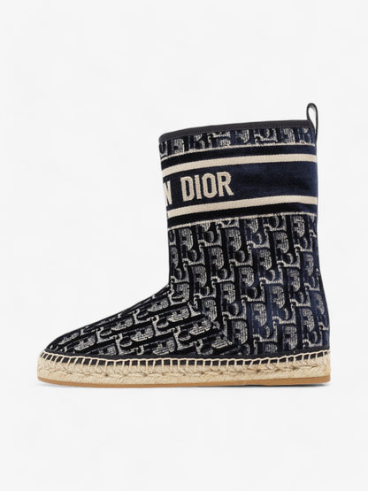 Christian Dior Granville Boots Deep Blue Oblique Velvet EU 37 UK 4
