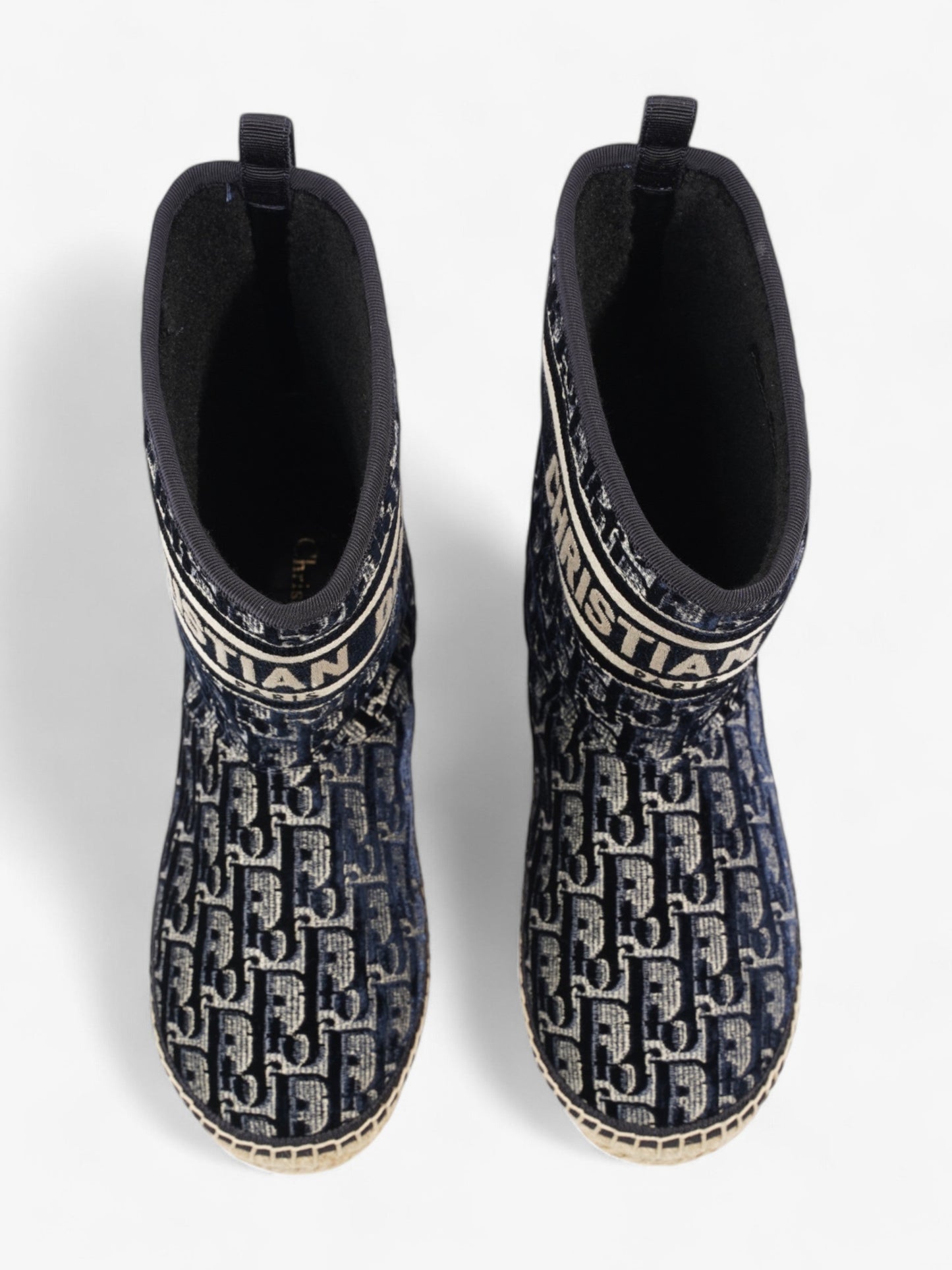 Christian Dior Granville Boots Deep Blue Oblique Velvet EU 37 UK 4