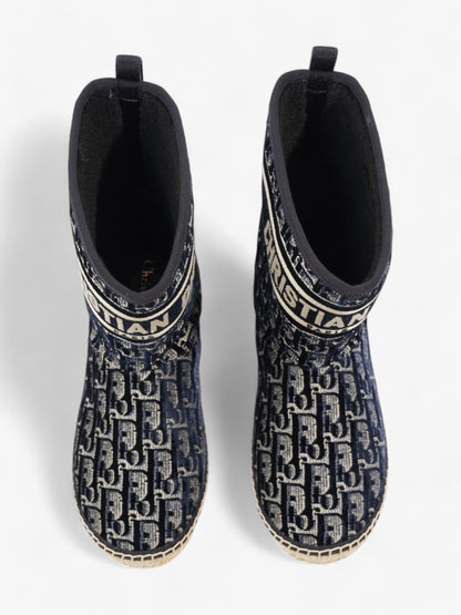 Christian Dior Granville Boots Deep Blue Oblique Velvet EU 37 UK 4