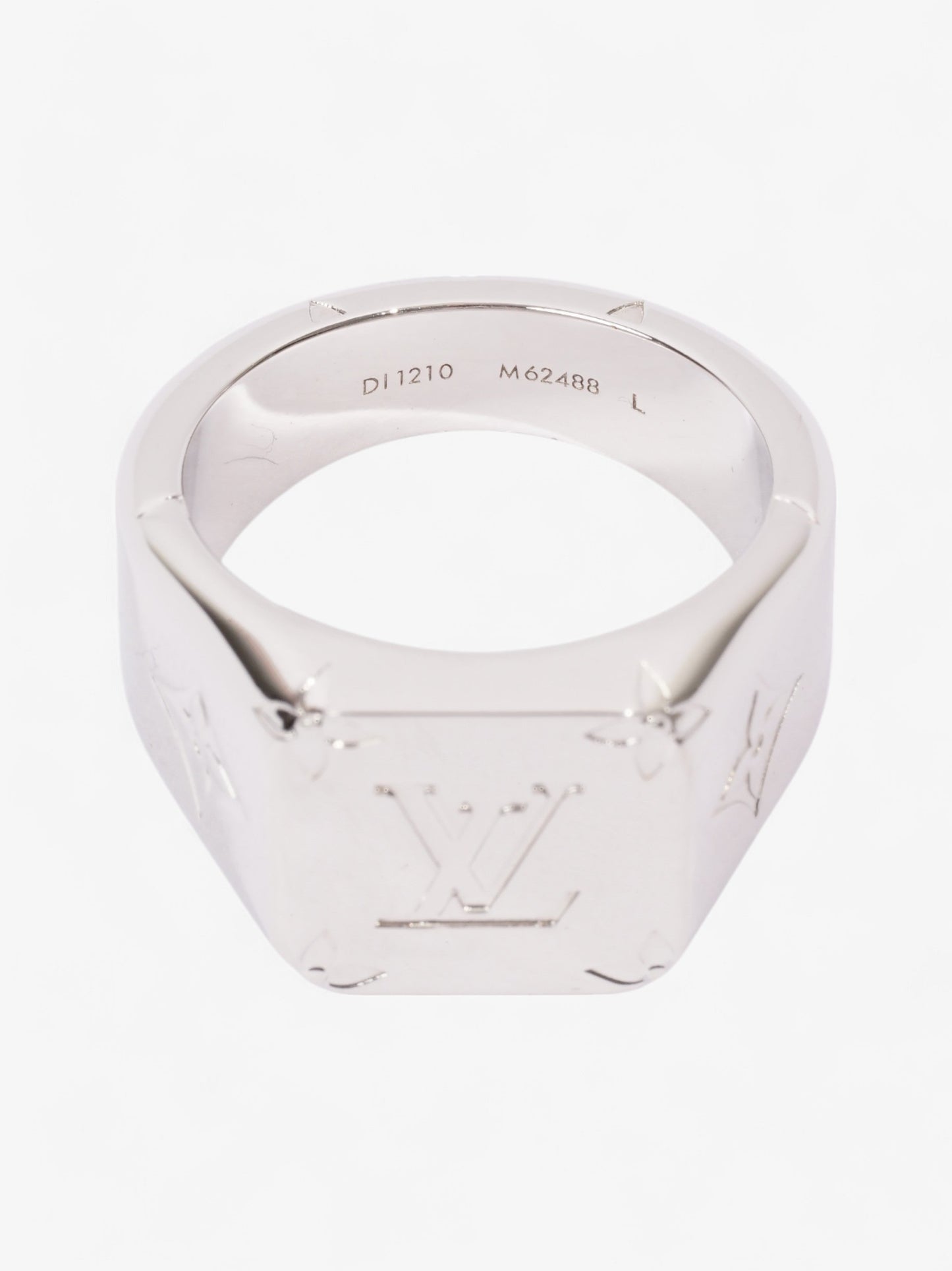 Louis Vuitton Monogram Signet Ring Silver Base Metal Large (Cirumference - 62mm)