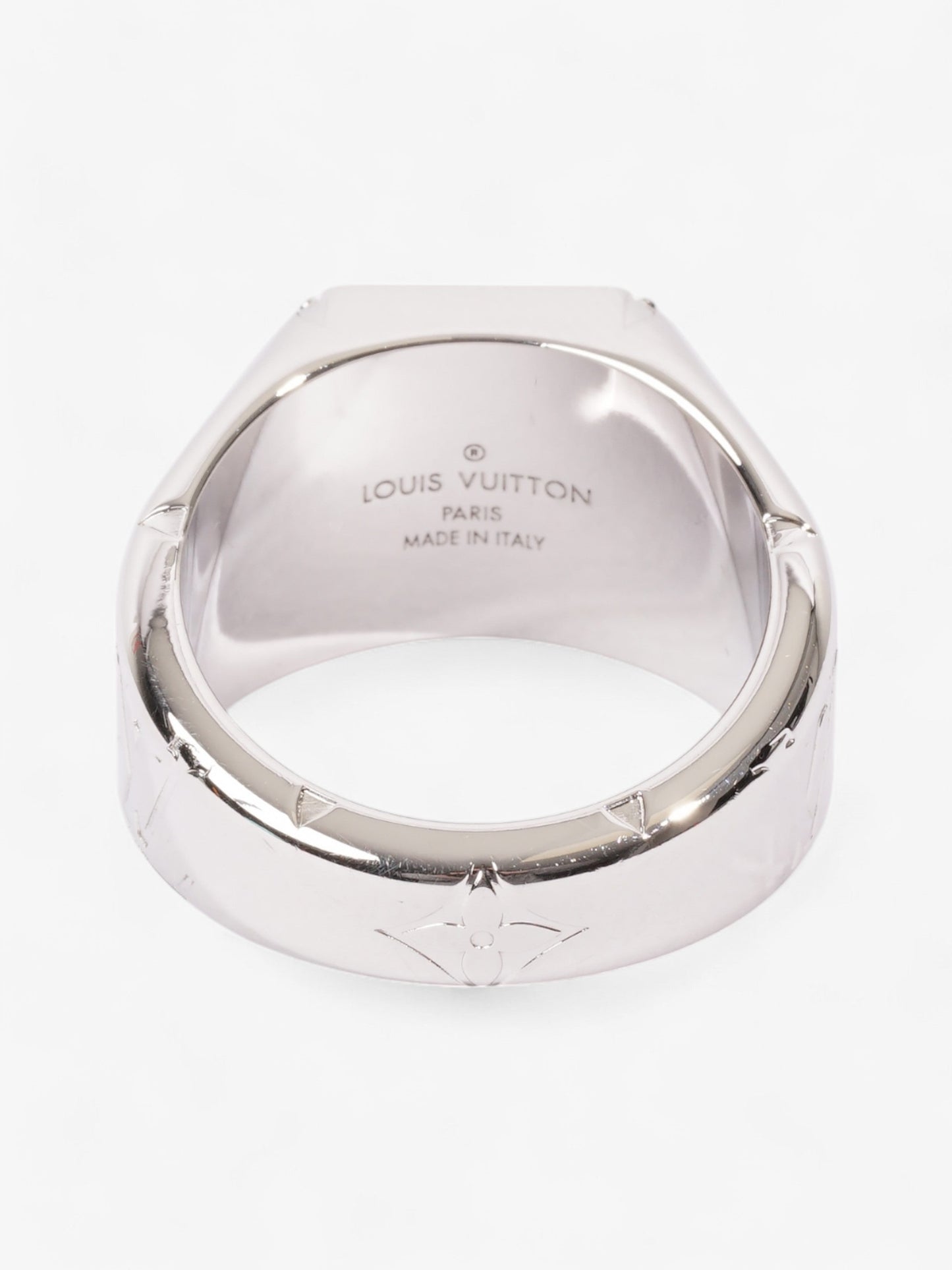 Louis Vuitton Monogram Signet Ring Silver Base Metal Large (Cirumference - 62mm)