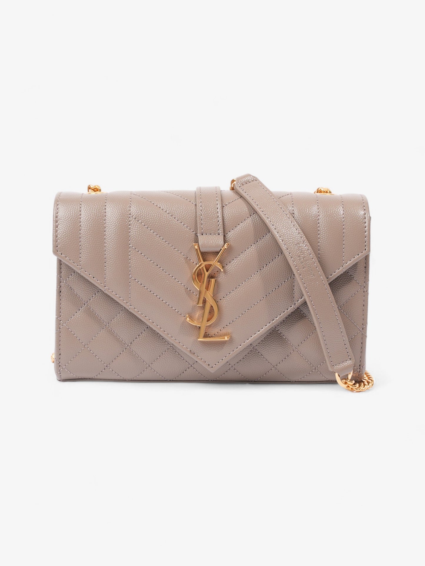 Saint Laurent Envelope Dark Beige Calfskin Leather Small