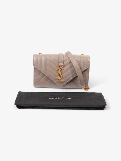 Saint Laurent Envelope Dark Beige Calfskin Leather Small