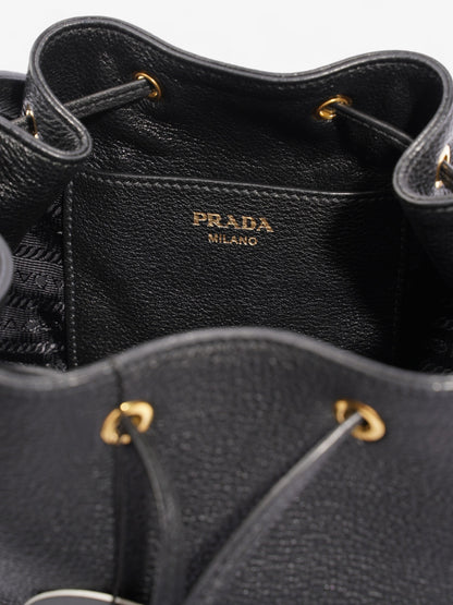 Prada Small Drawstring Black Leather