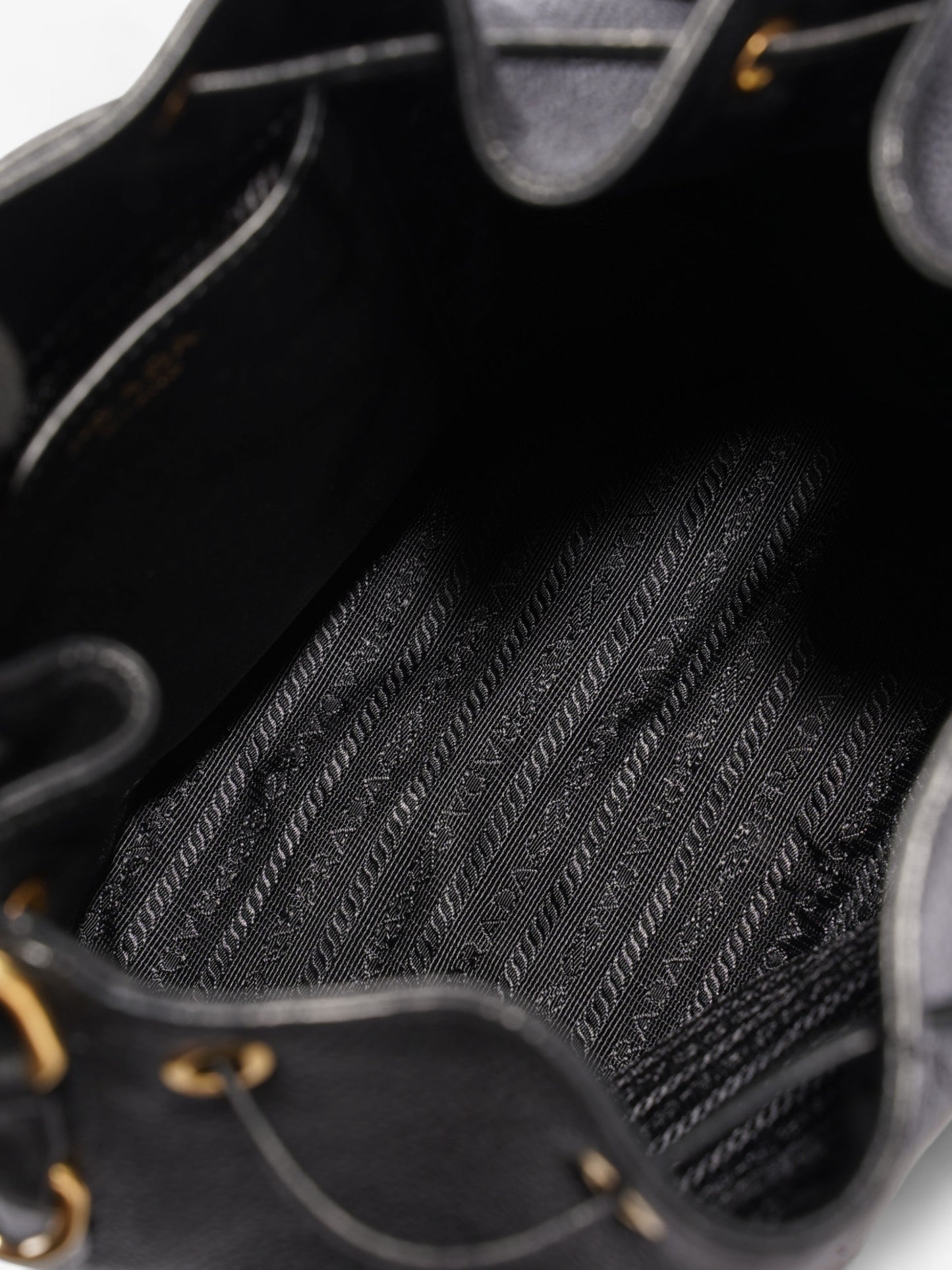 Prada Small Drawstring Black Leather