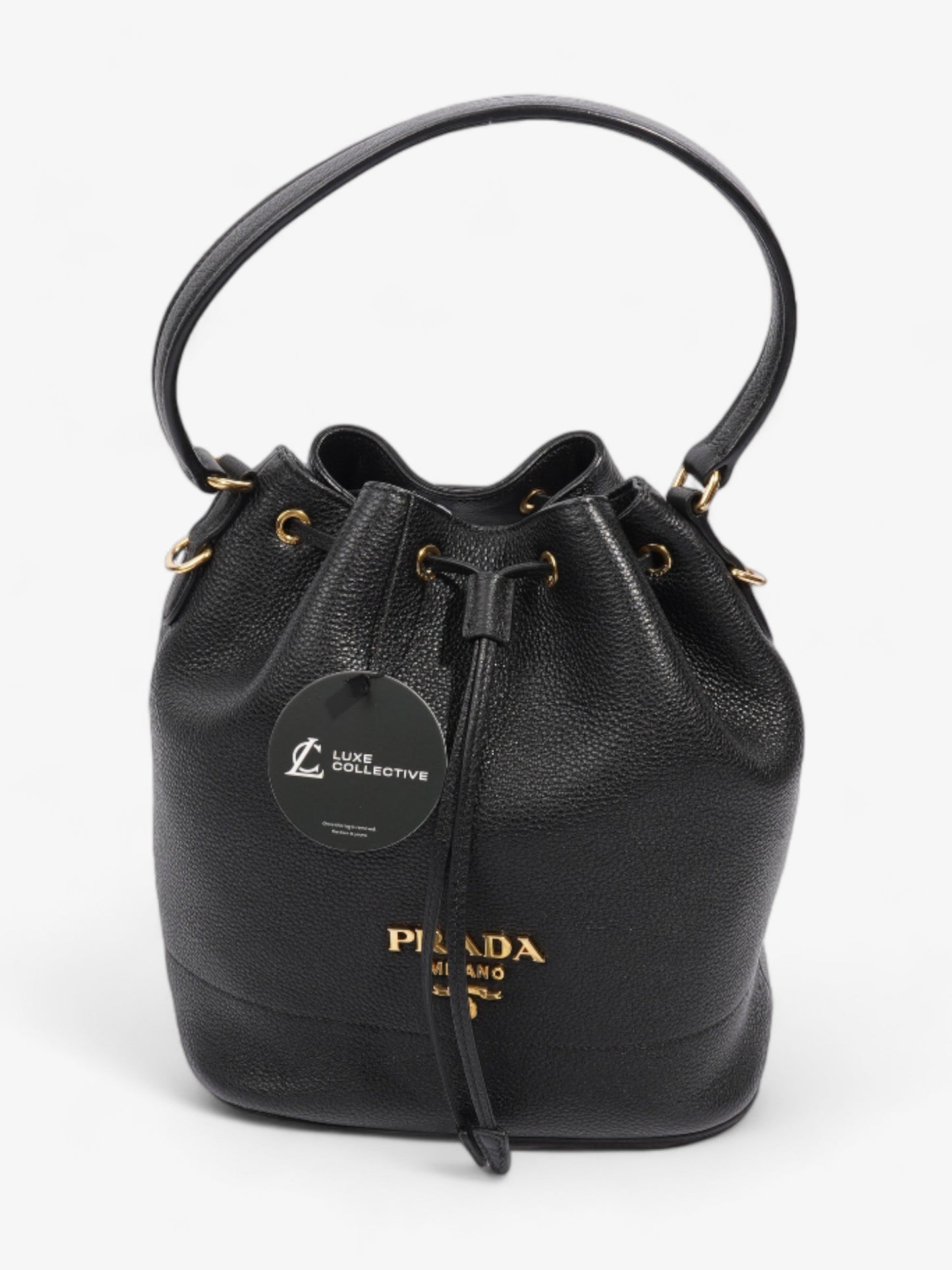 Prada Small Drawstring Black Leather