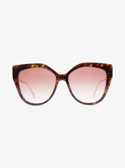 Fendi FF Cat Eye Sunglasses Havana Brown / Pink gradient Lens Acetate 140mm