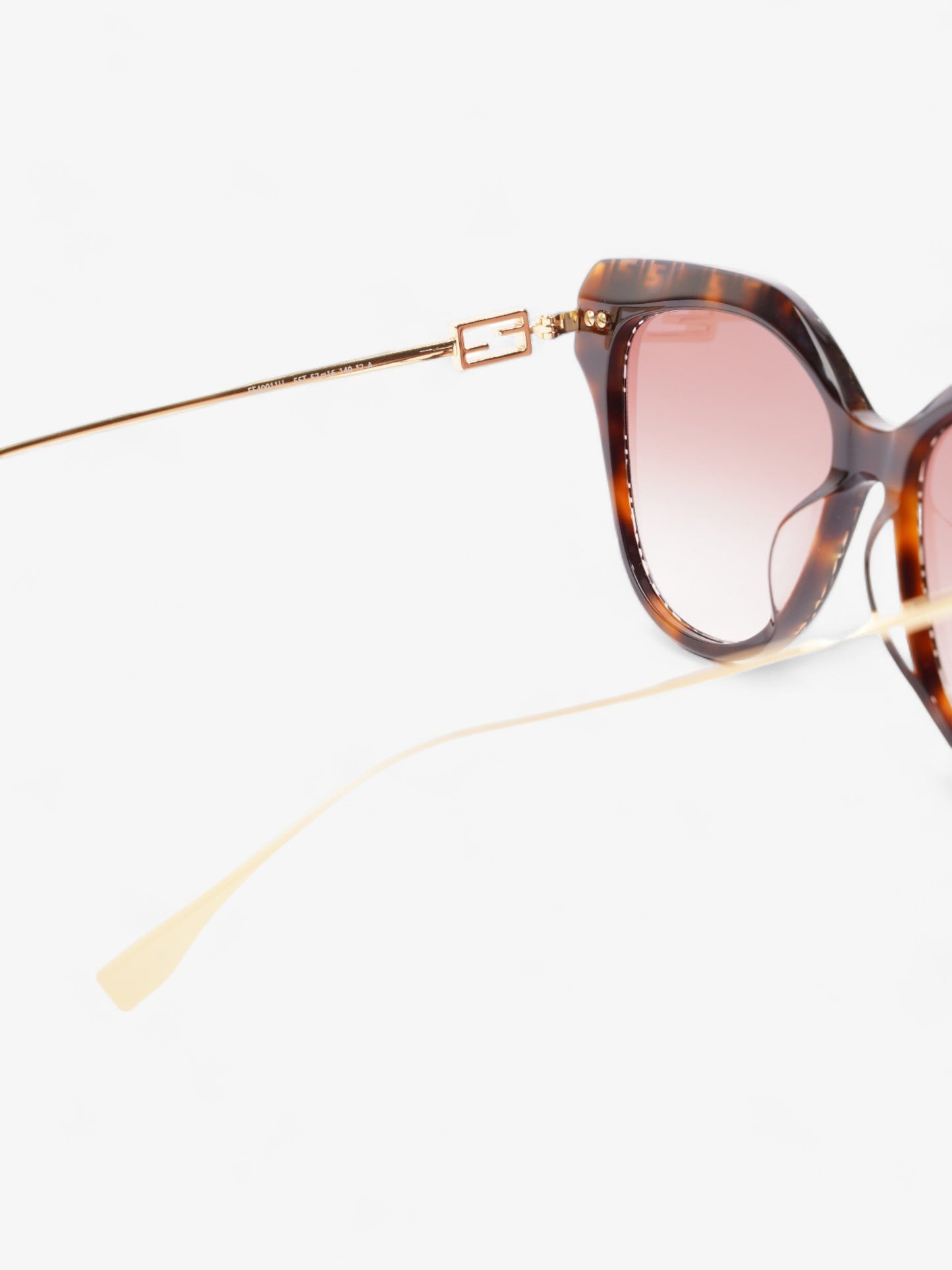Fendi FF Cat Eye Sunglasses Havana Brown / Pink gradient Lens Acetate 140mm