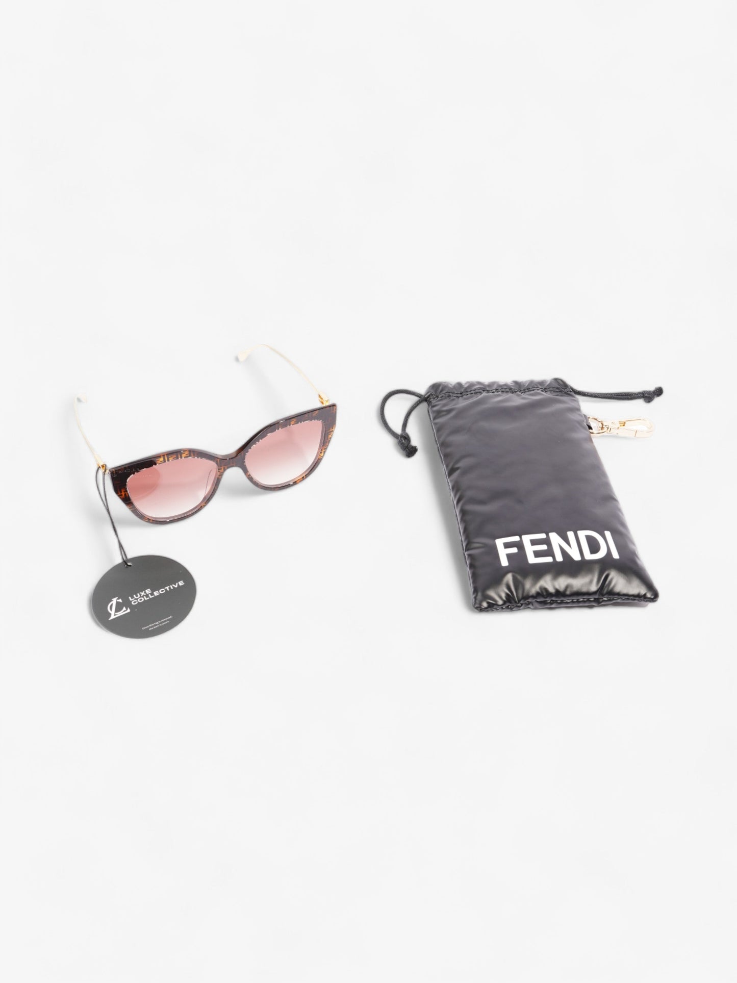 Fendi FF Cat Eye Sunglasses Havana Brown / Pink gradient Lens Acetate 140mm