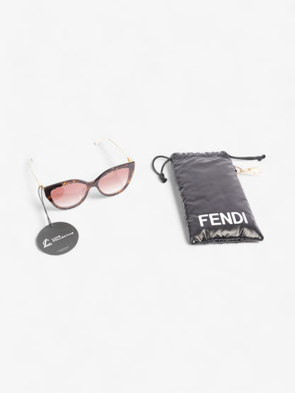 Fendi FF Cat Eye Sunglasses Havana Brown / Pink gradient Lens Acetate 140mm