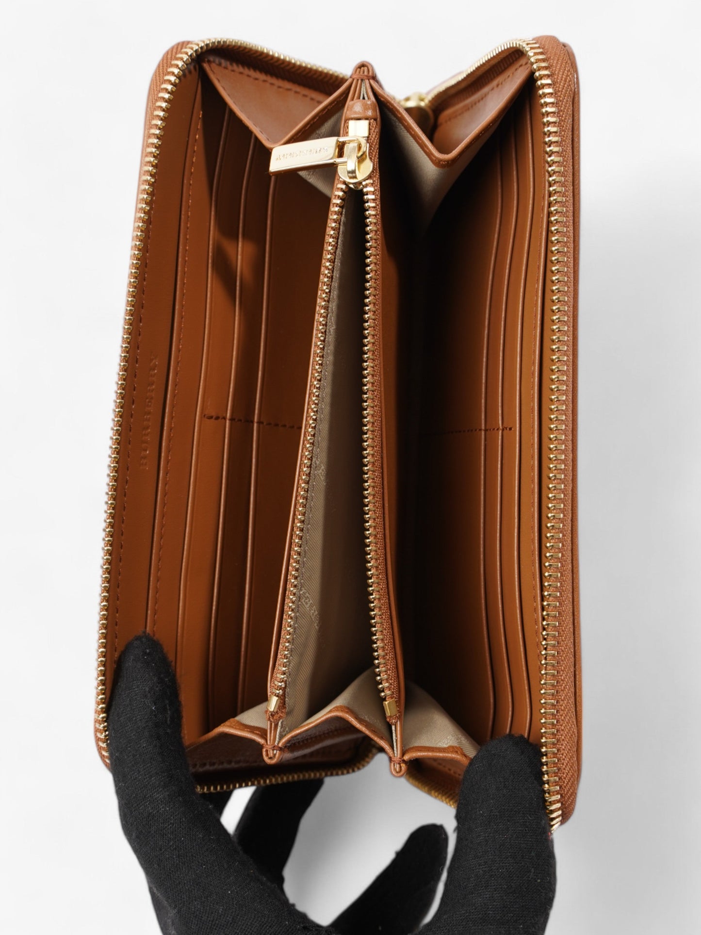 Burberry Zip Around Wallet Haymarket Check Canvas