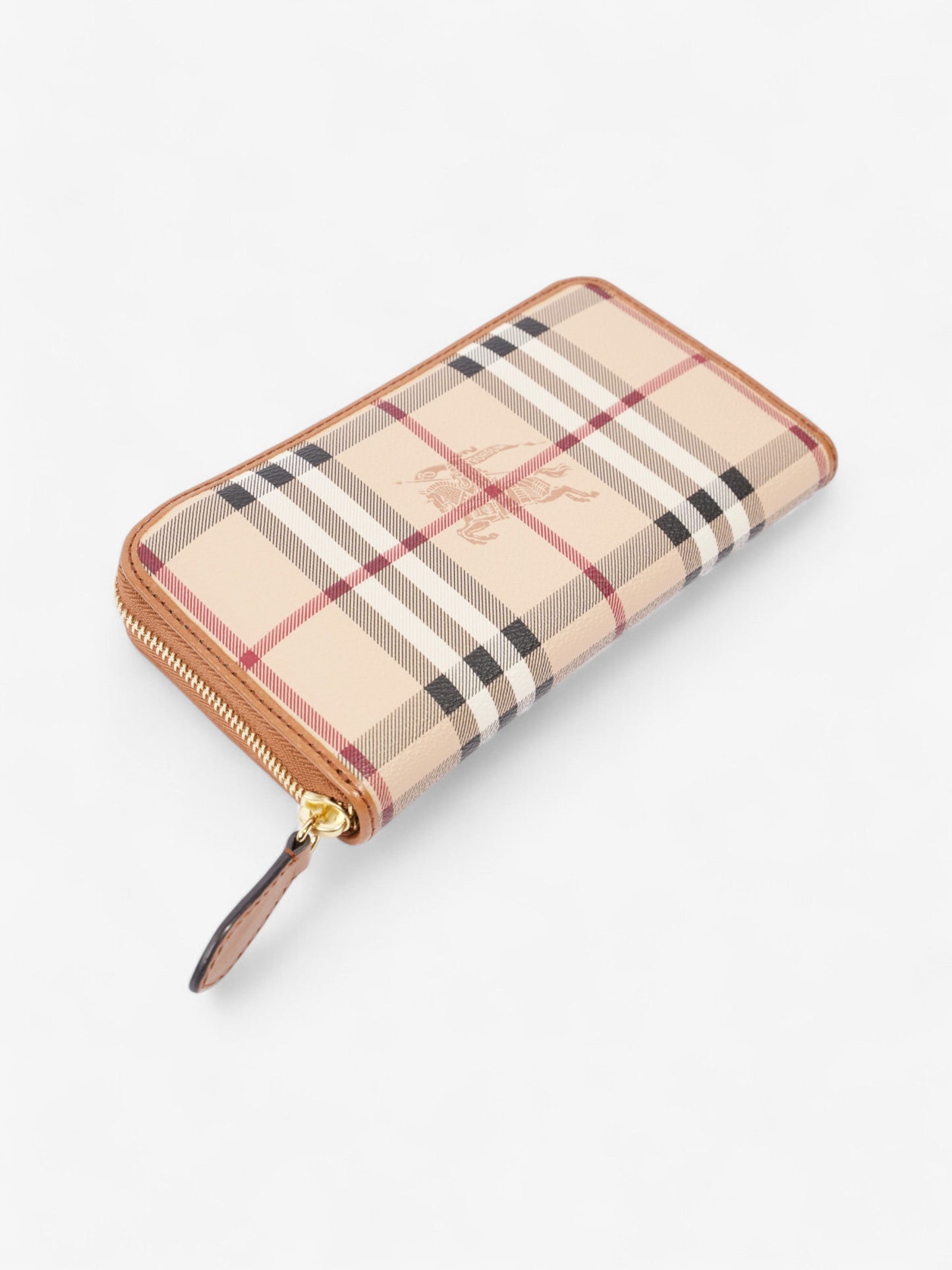 Burberry Zip Around Wallet Haymarket Check Canvas
