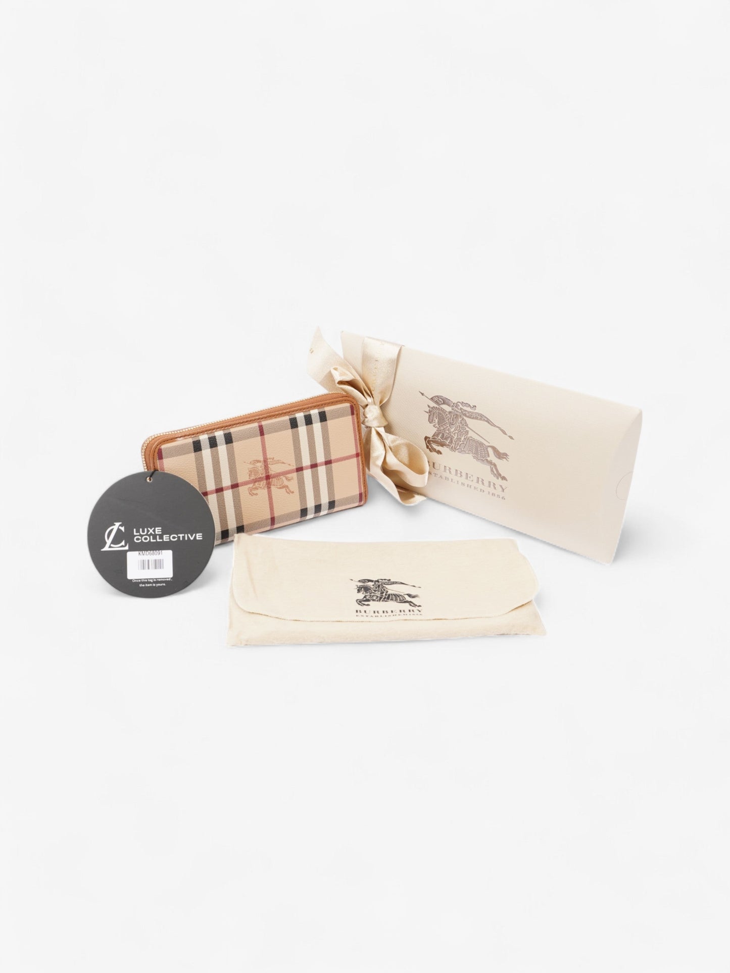 Burberry Zip Around Wallet Haymarket Check Canvas
